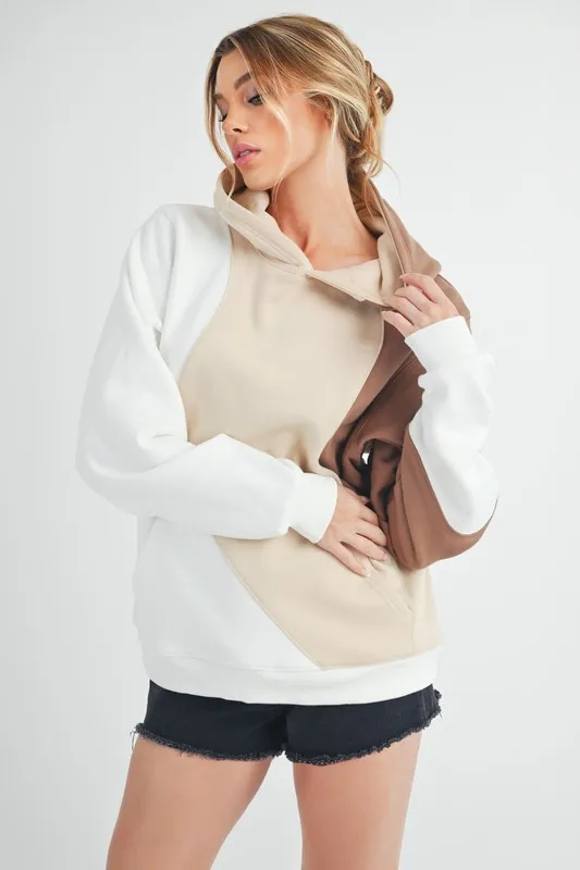 Color Block Hoodie with Kangaroo Pocket, image 3