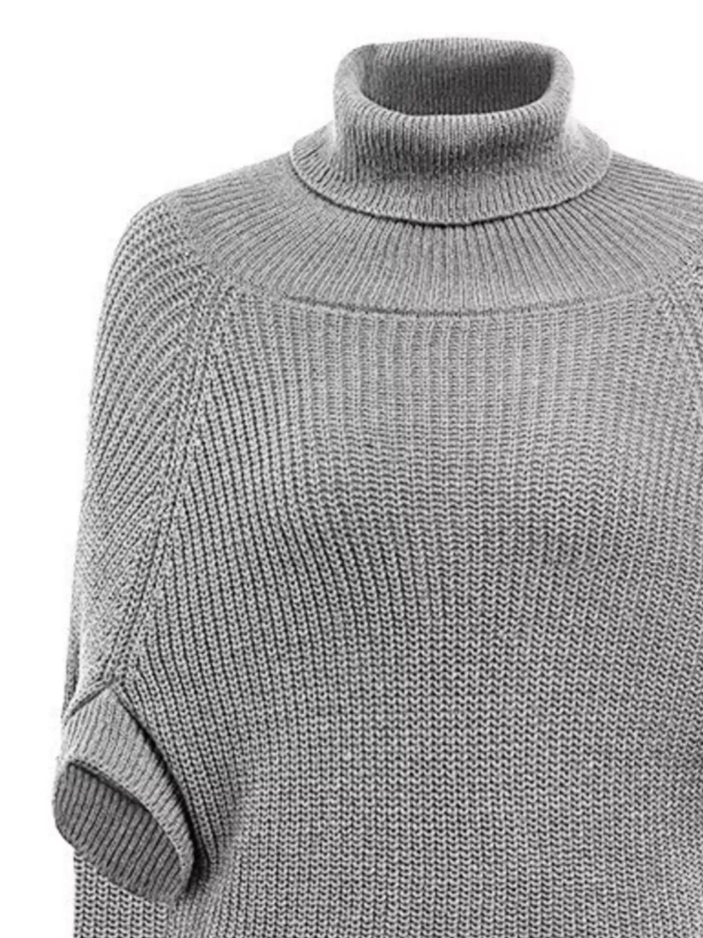Turtleneck Knitted Cape Sweater, image 2