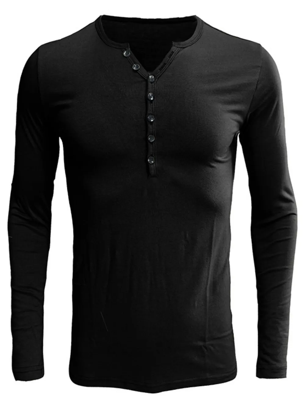Men's Full Size Notched Long Sleeve Top Plus Size