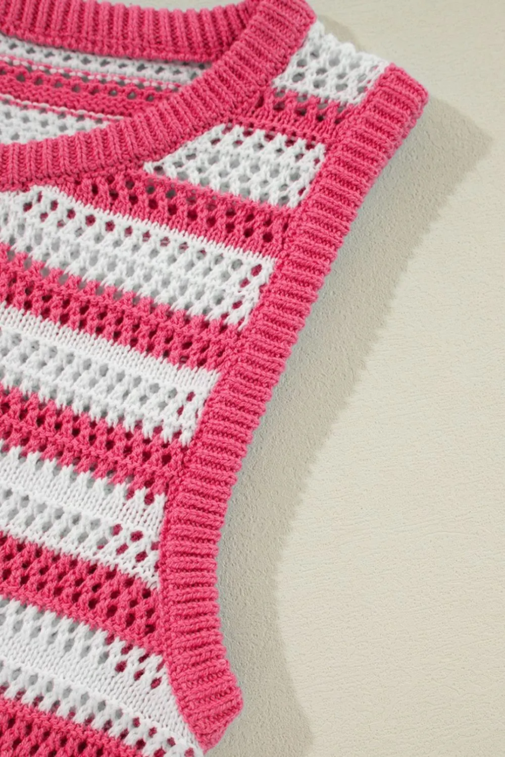 Stripe Hollowed Knit Sleeveless Sweater Dress, image 3