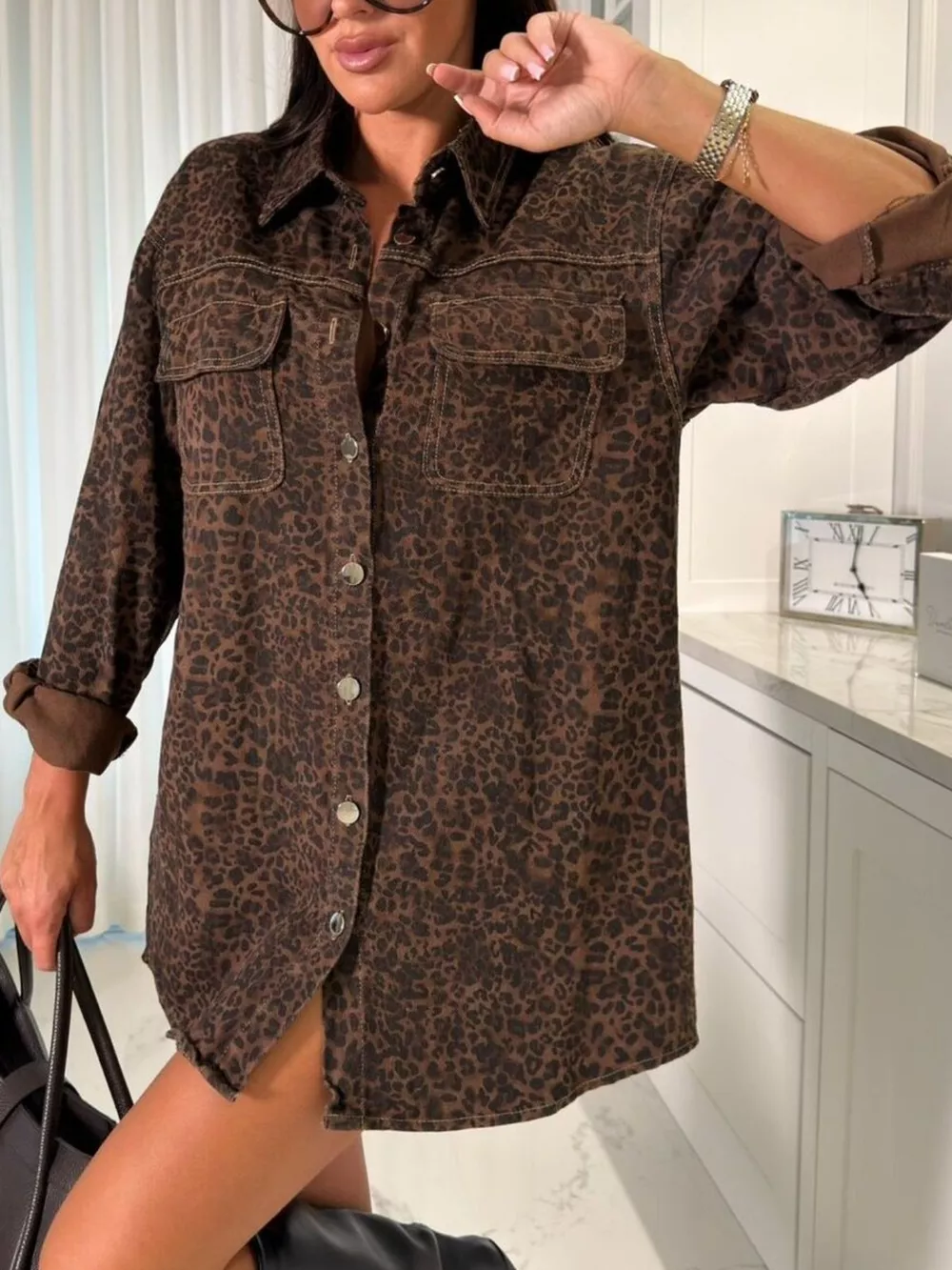 Vintage Washed Denim Jacket with Chest Pockets, image 24