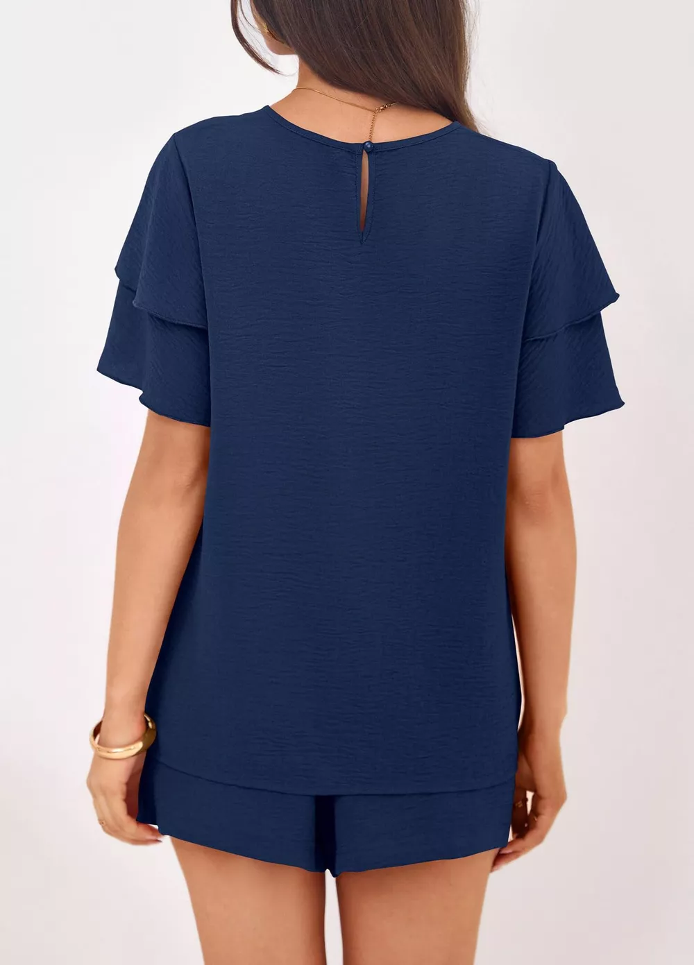 Ruffle Sleeve Top and Shorts Two-Piece Set, image 2