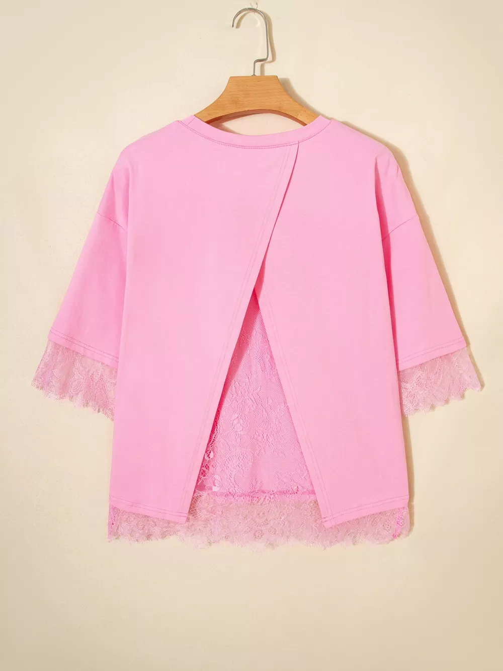 Floral Lace Patchwork Half Sleeve Oversize Tee, image 3