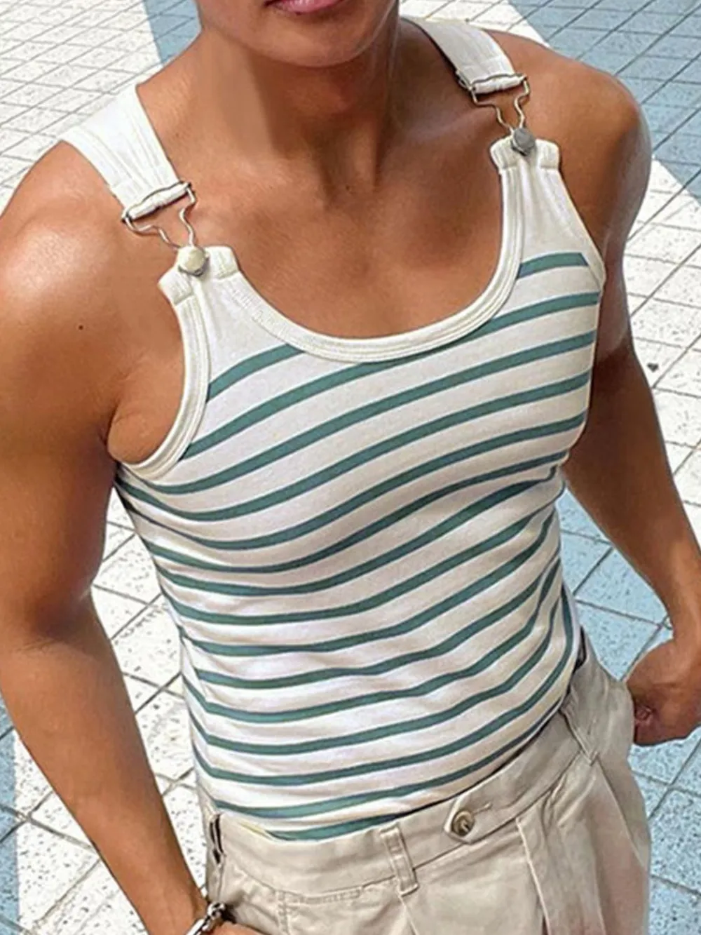 Men's Striped Wide Strap Tank
