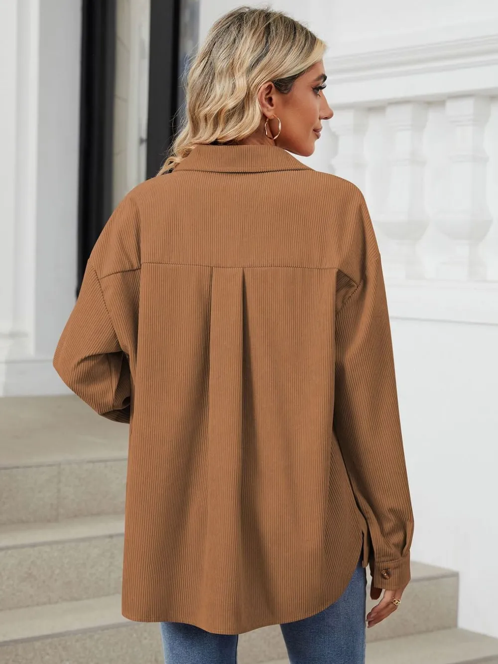 Button Up Long Sleeve Shirt with Breast Pockets, image 11