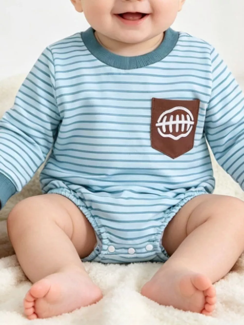 Children's Striped Long-Sleeve One-Piece, image 2