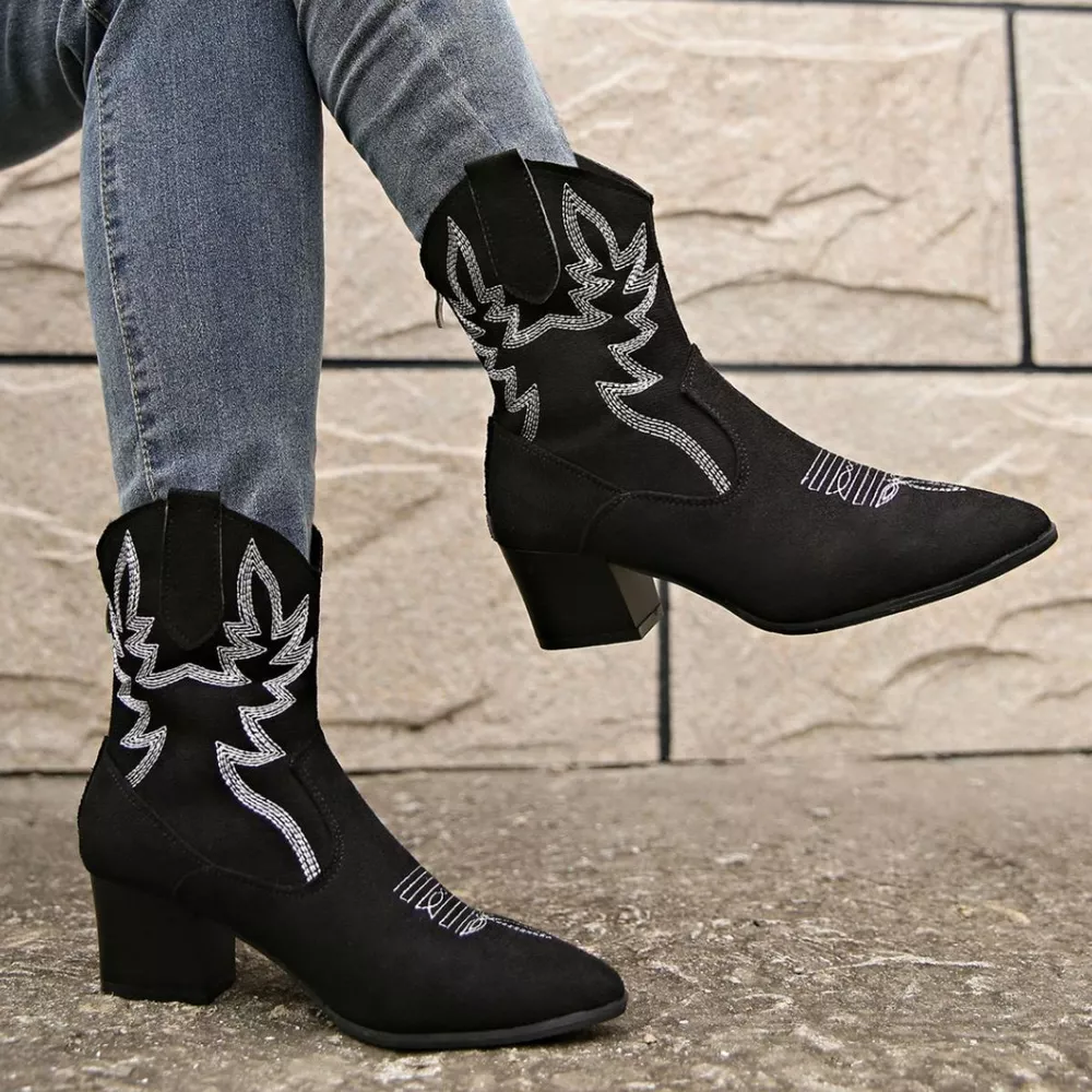 Point Toe Block Heels Boots, image 2