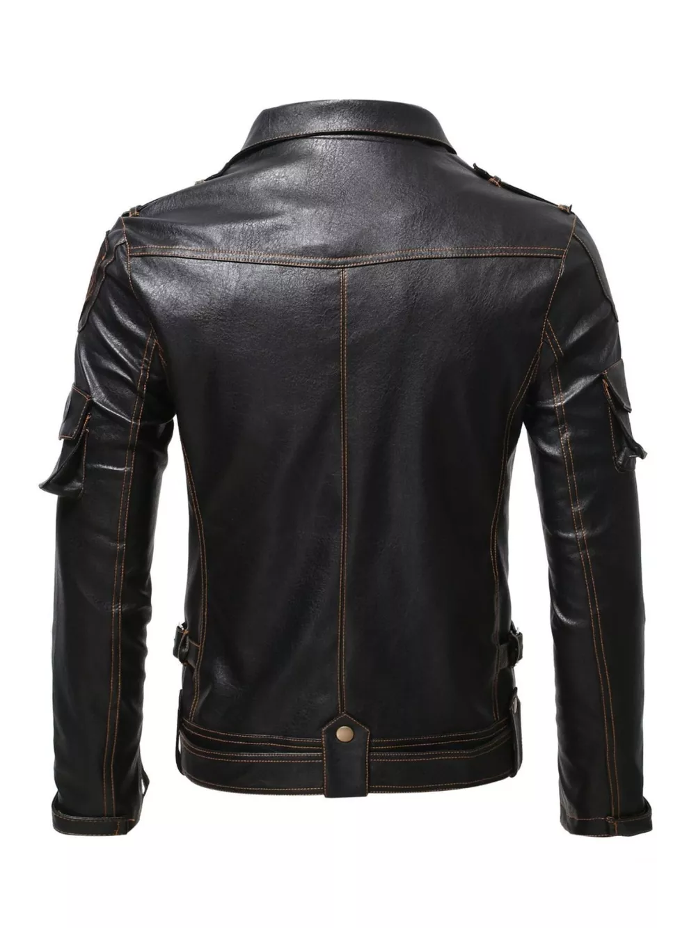 Men's Full Size Faux Leather Motorcycle Jacket Plus Size, image 2