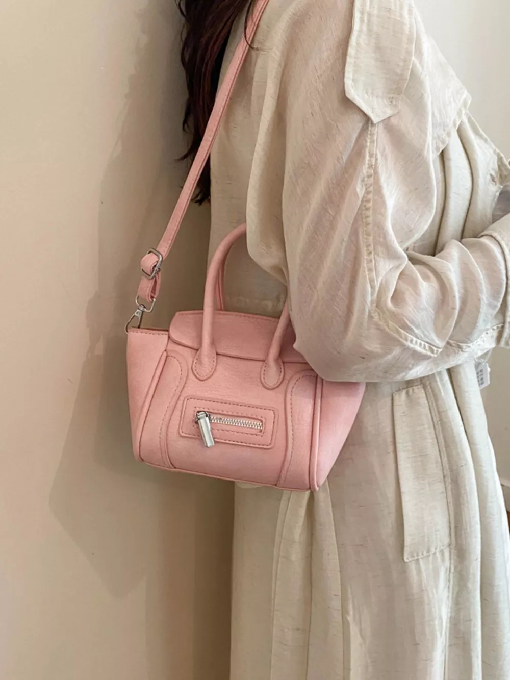 Top Handle PU Leather Crossbody Bag, image 7