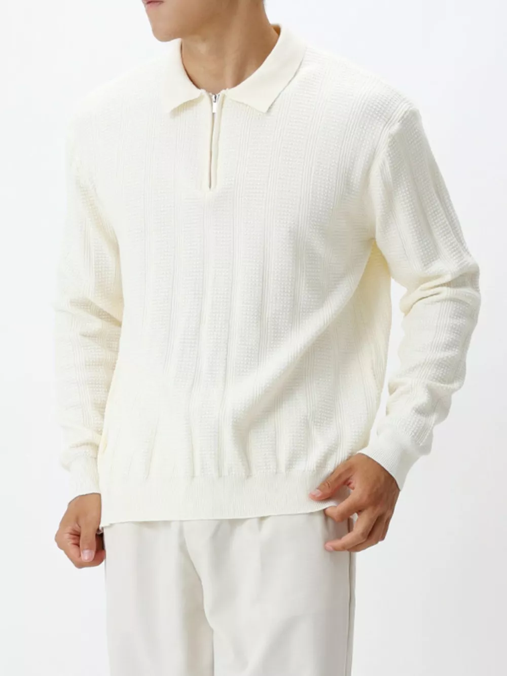 Men's Plus Size Ribbed Quarter-Zip Sweater, image 4