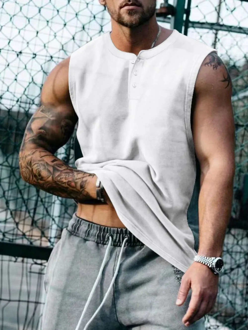 Men's Plus Size Round Neck Tank, image 8