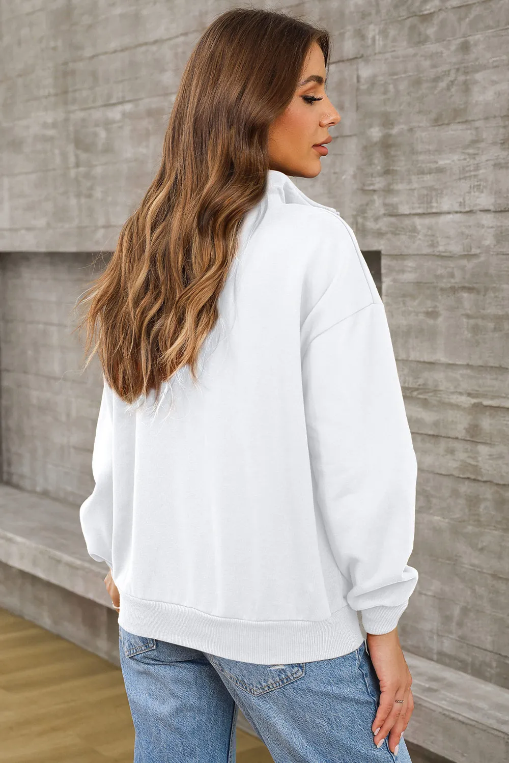 Quarter Zip Dropped Shoulder Sweatshirt, image 6