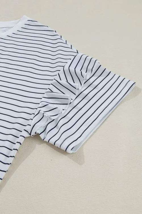 Stripe Round Neck Short Sleeve Mini Dress, image 3