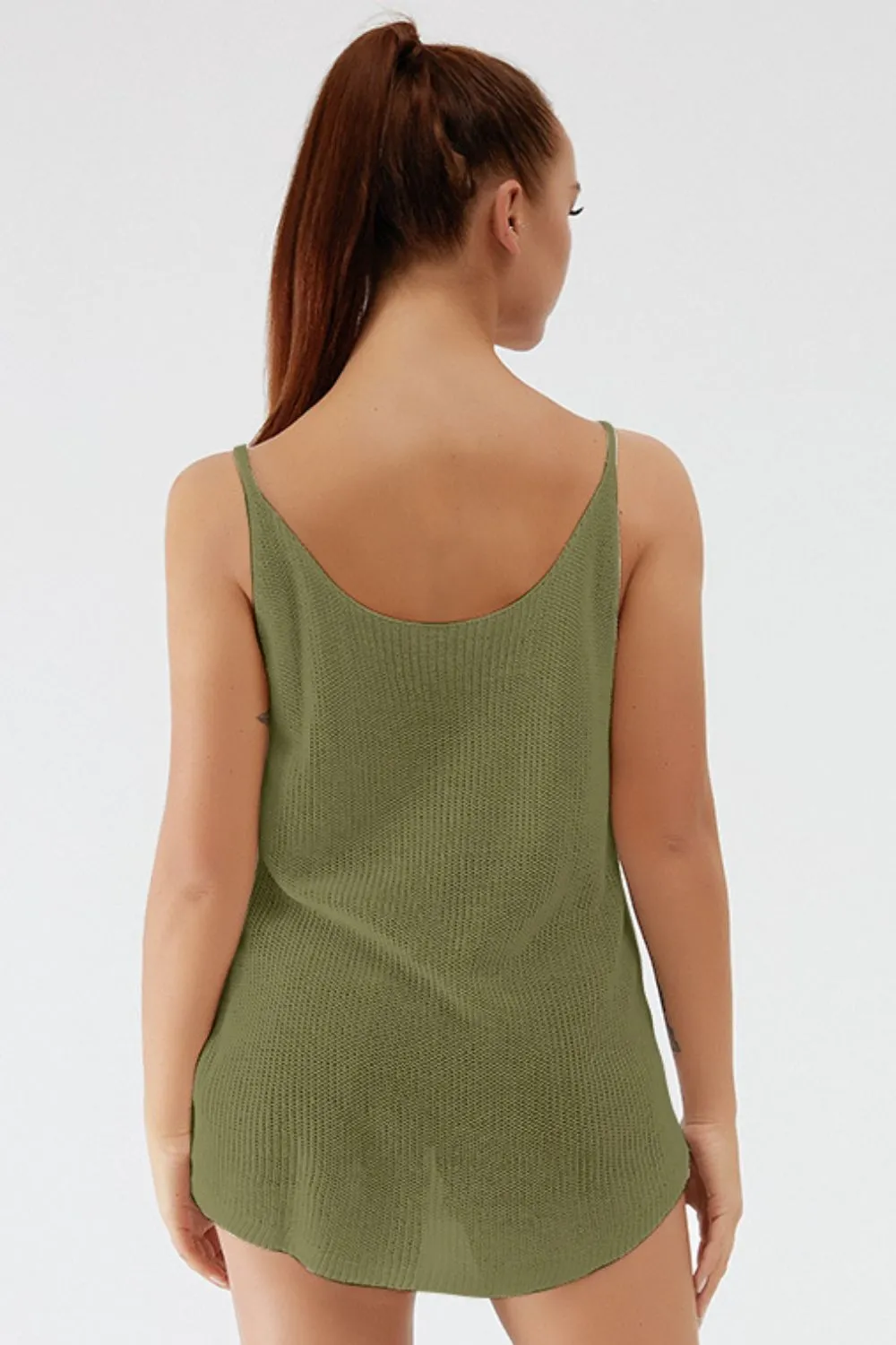 Scoop Neck Spaghetti Strap Knit Cami, image 10