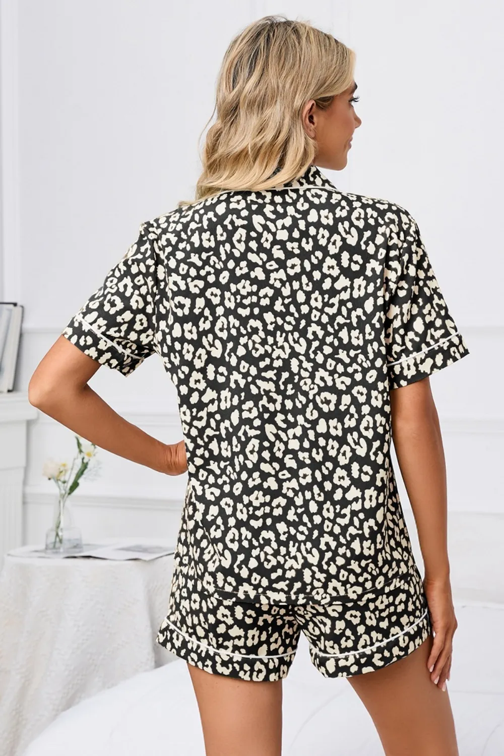 Full Size Leopard Short Sleeve Top and Shorts Lounge Set Plus Size, image 12
