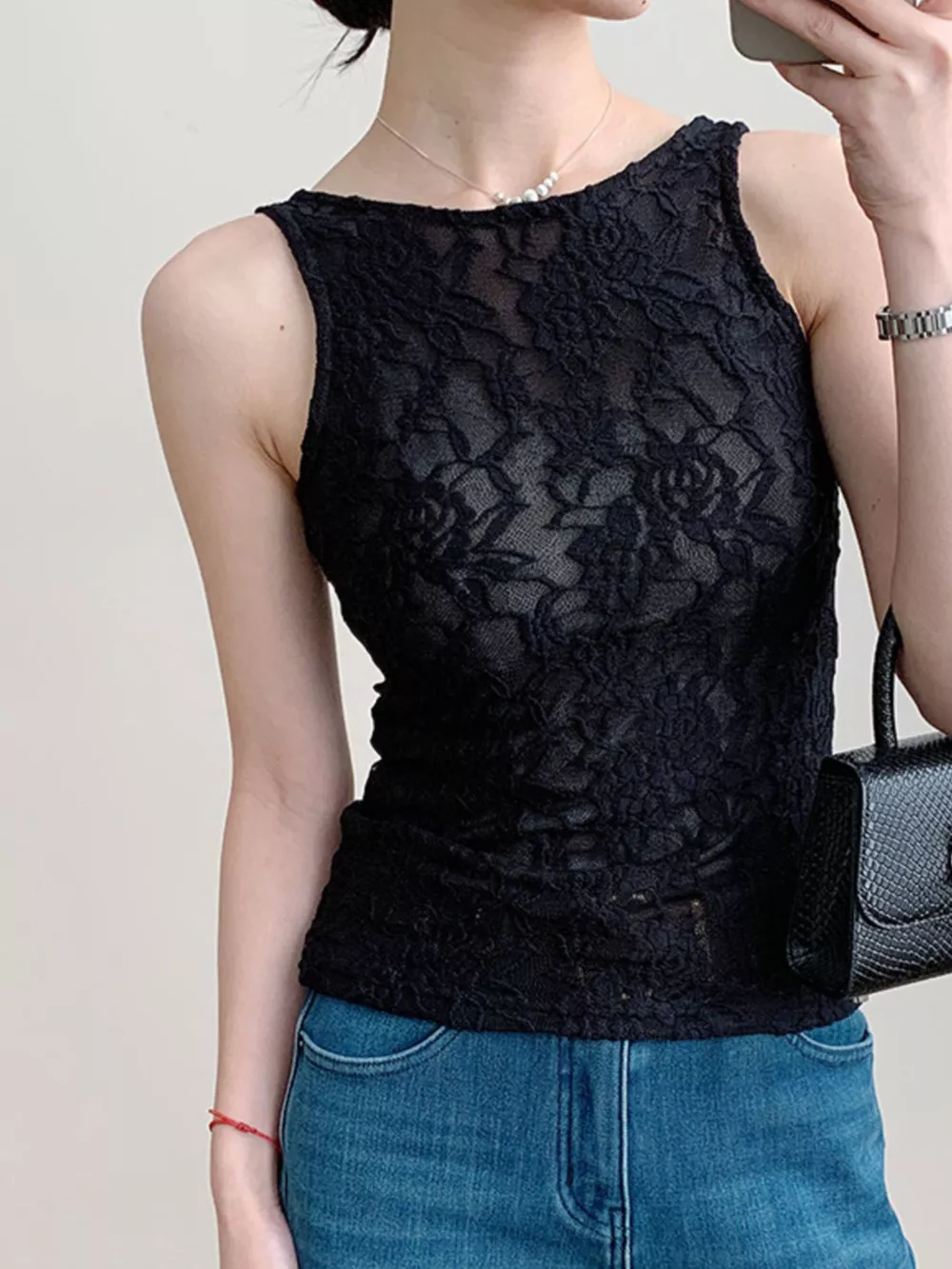 Lace Round Neck Tank, image 3