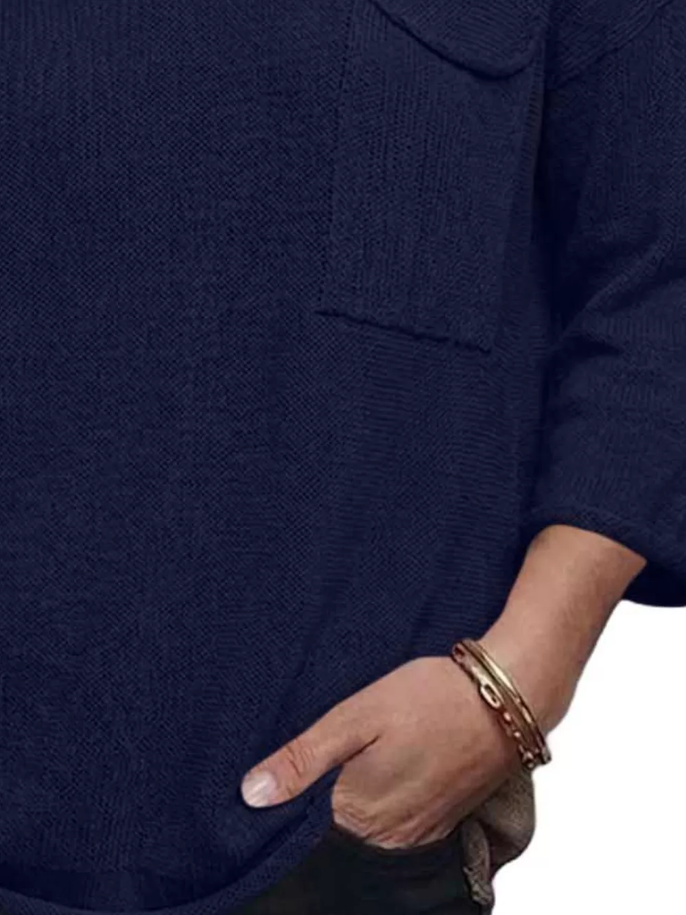 V-Neck Chest Pocket Knit Top, image 12