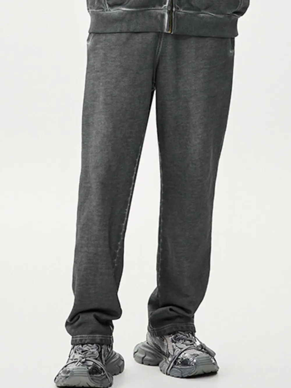 Men's Drawstring Washed Straight Sweatpants, image 3