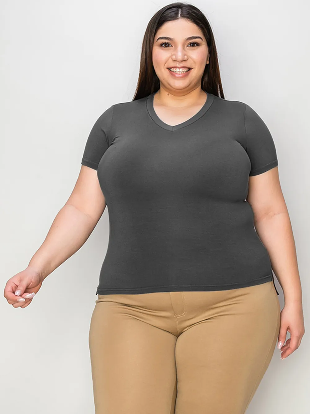 Full Size V-Neck High-Low T-Shirt, image 4