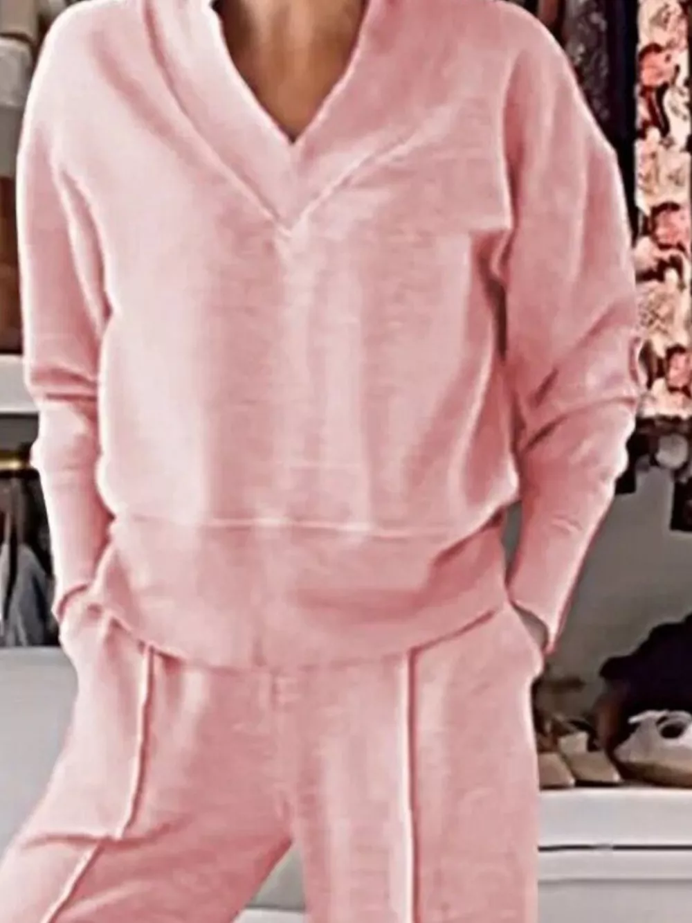 Full Size Cozy V-Neck Top and Pants Set Plus Size, image 12