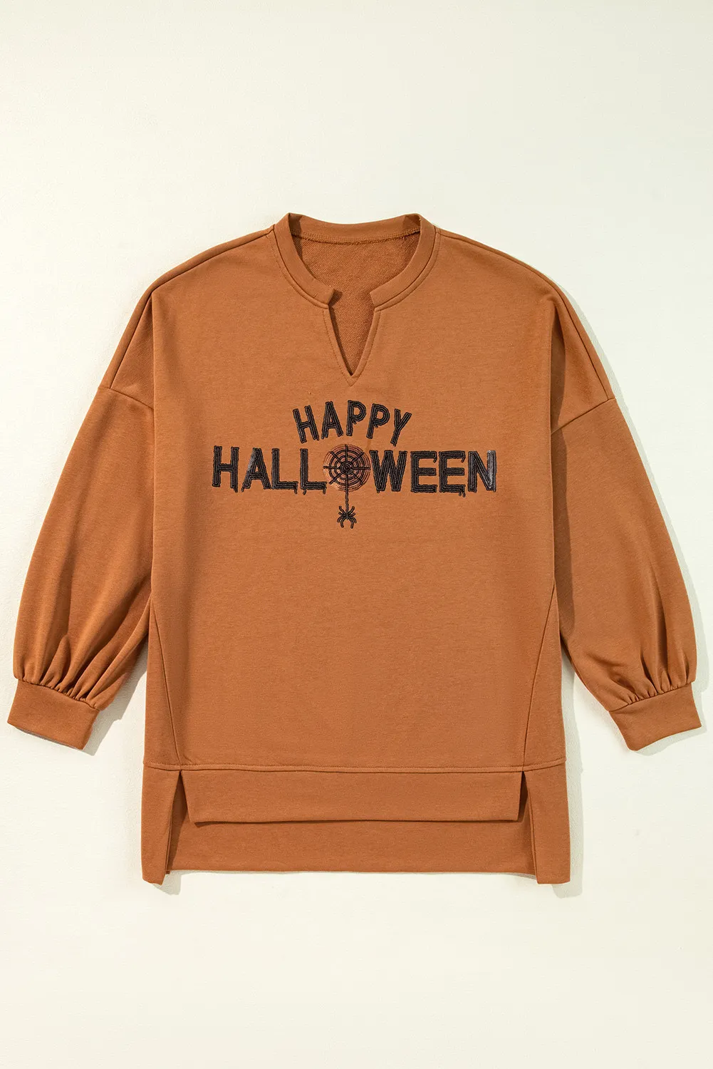 Sequin Letter Graphic Notched Long Sleeve Sweatshirt, image 6