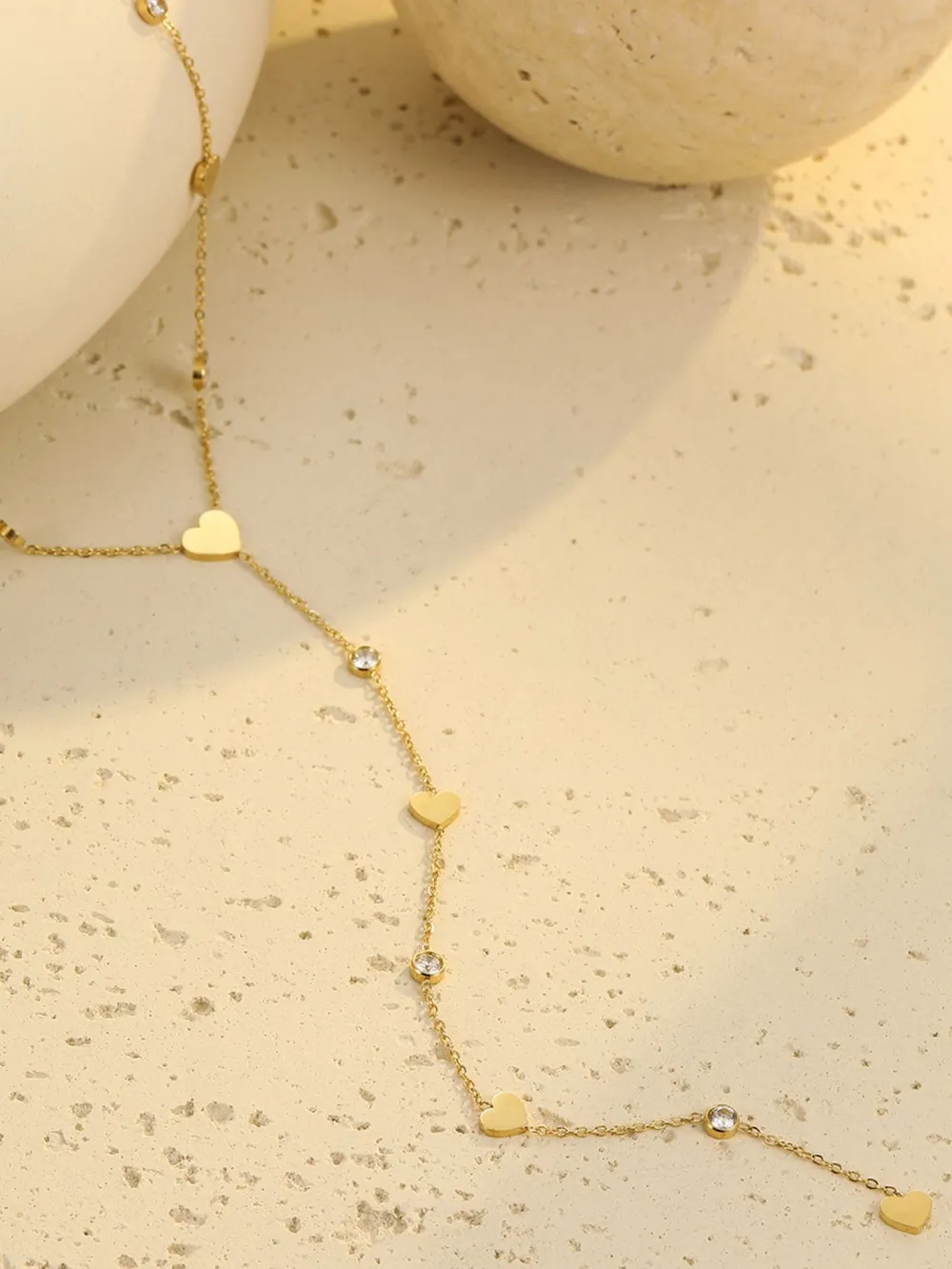 18K Gold-Plated Heart Zircon Necklace, image 2