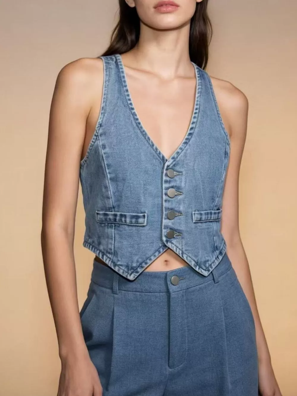 Button-Down Denim Vest, image 4