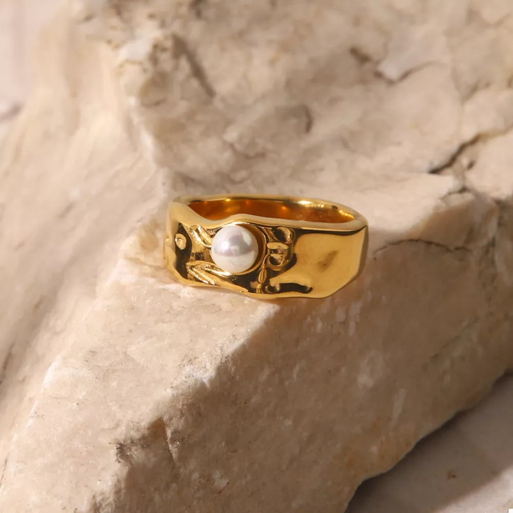 18K Gold-Plated Pearl Ring, image 5