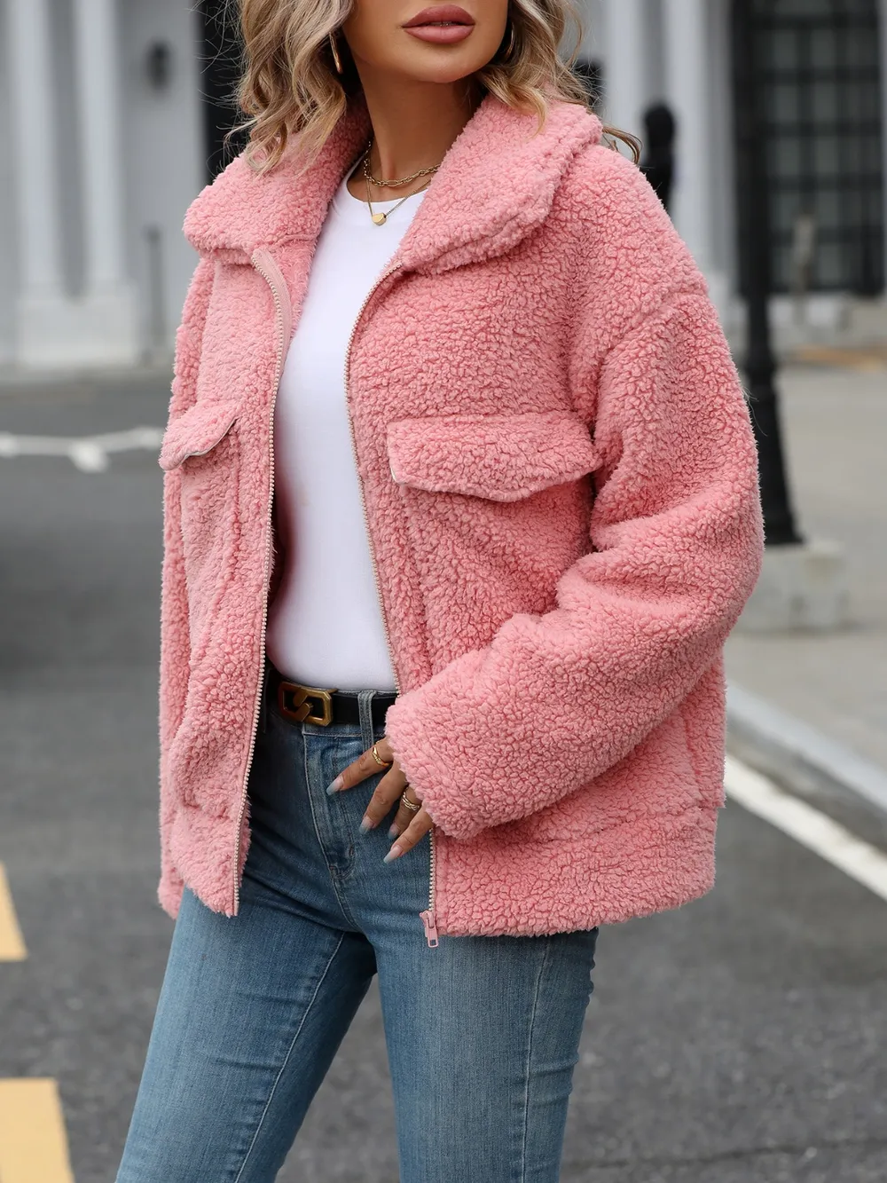 Zip Up Long Sleeve Plush Jacket, image 4