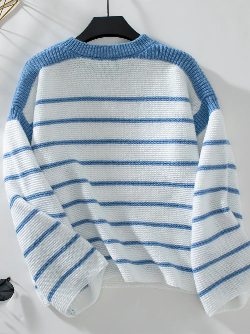 Striped Round Neck Long Sleeve Sweater, image 6
