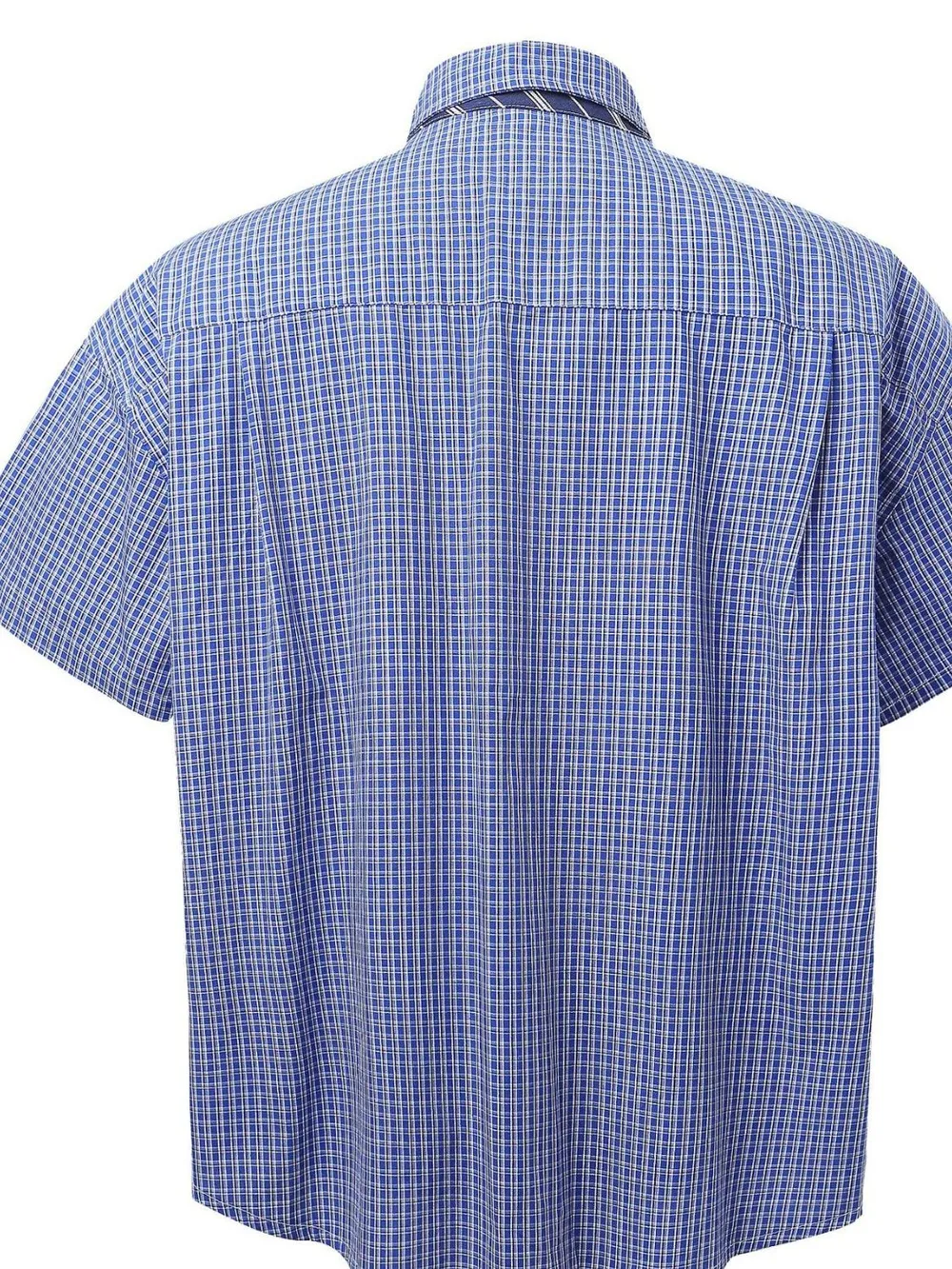Men's Plaid Short Sleeve Shirt with Striped Tie, image 3