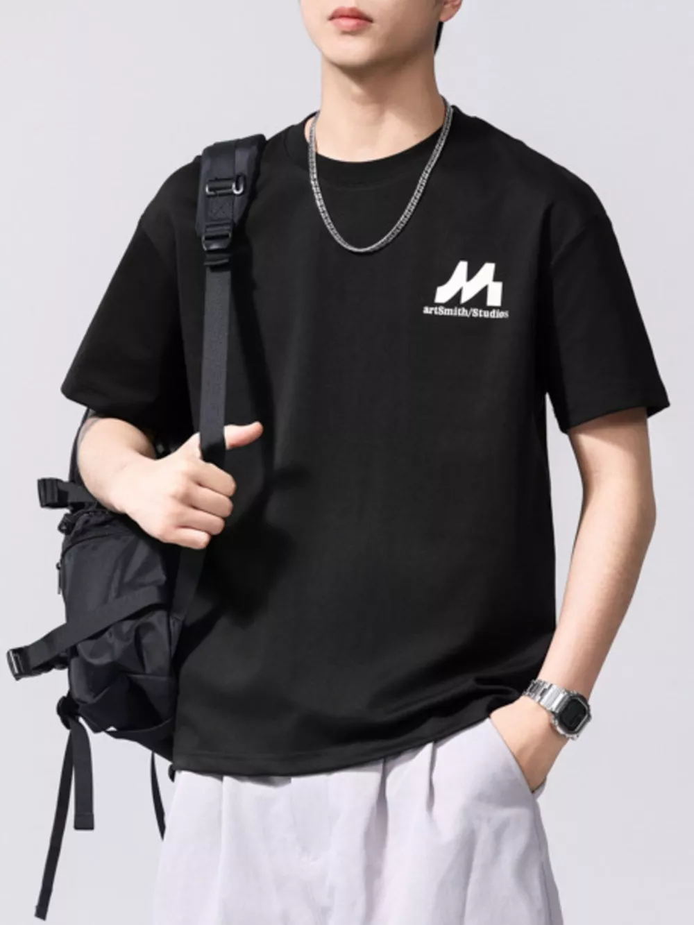Men's Plus Size Round Neck Short Sleeve T-Shirt, image 2