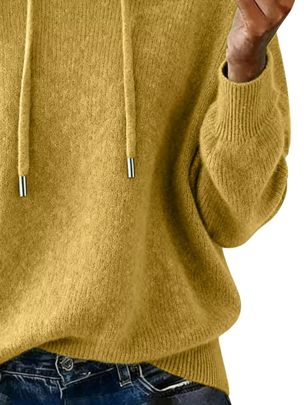 Drawstring Long Sleeve Hooded Sweater, image 3