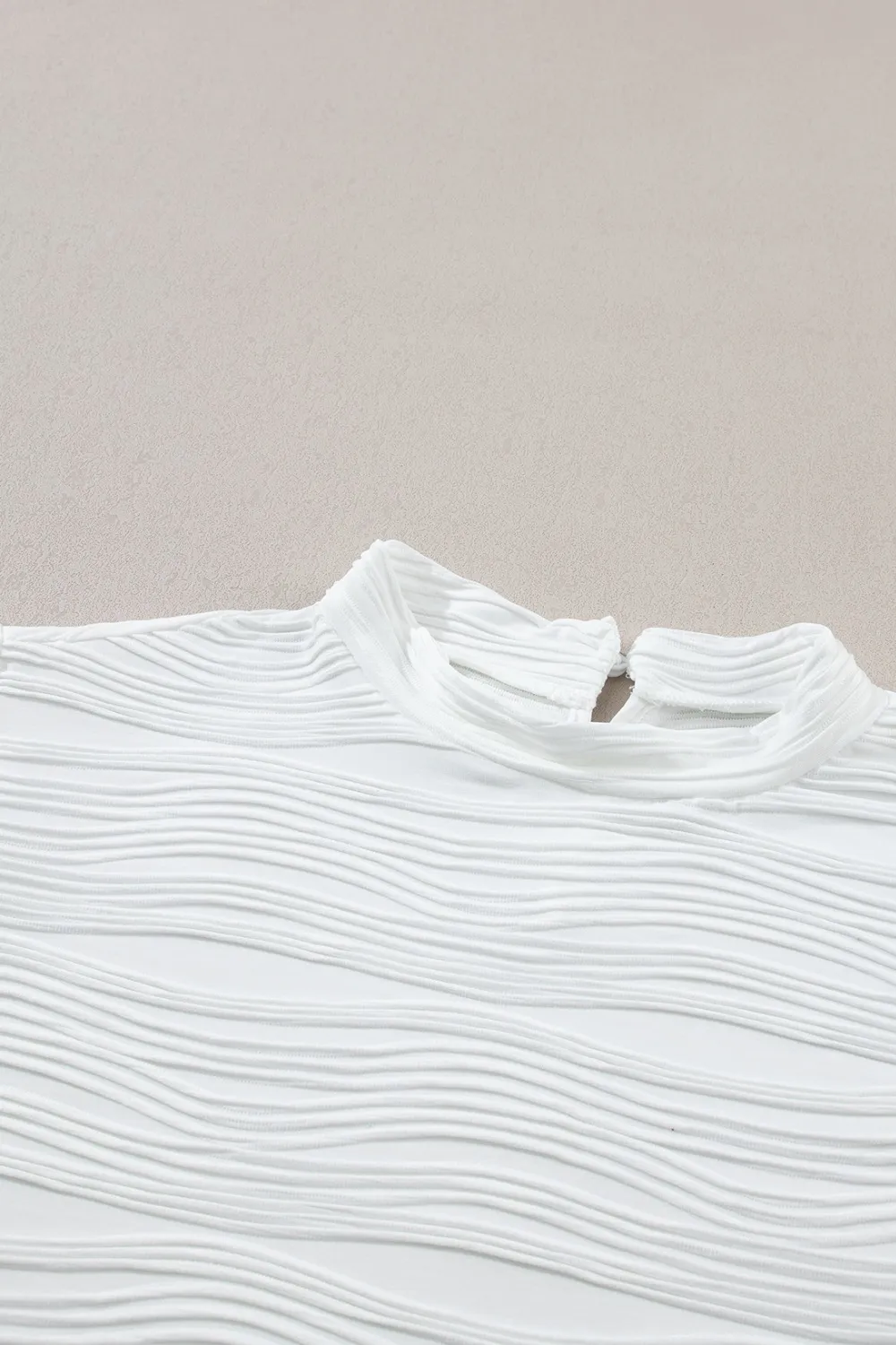 Textured Mock Neck Cap Sleeve Top, image 3