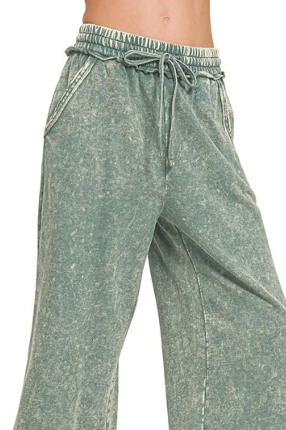 Washed French Terry Palazzo With Pockets, image 2