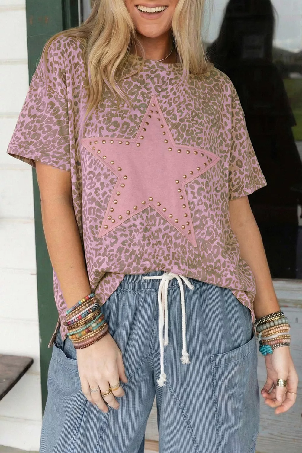 Leopard Print Star Studded T-Shirt, image 2