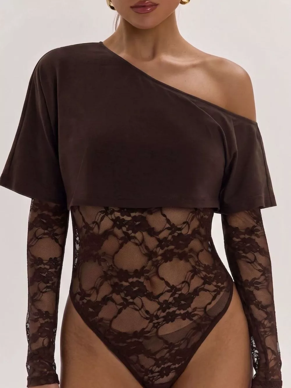 One-Shoulder Lace Bodysuit, image 4