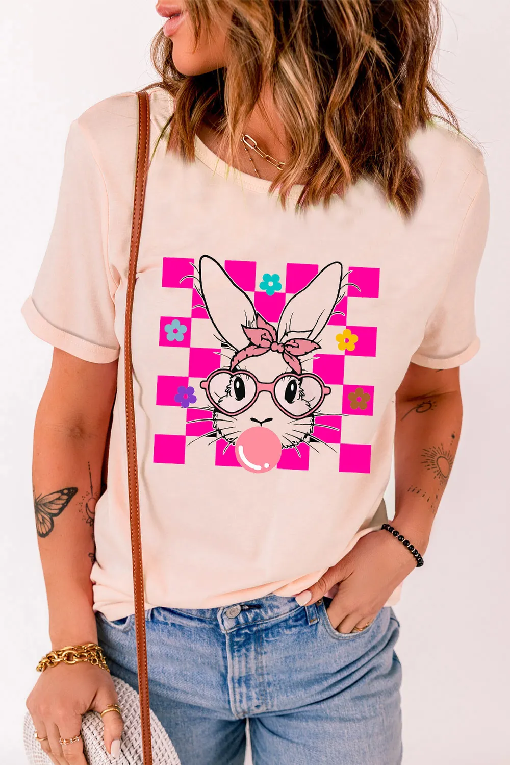 Rabbit Round Neck Short Sleeve T-Shirt, image 2