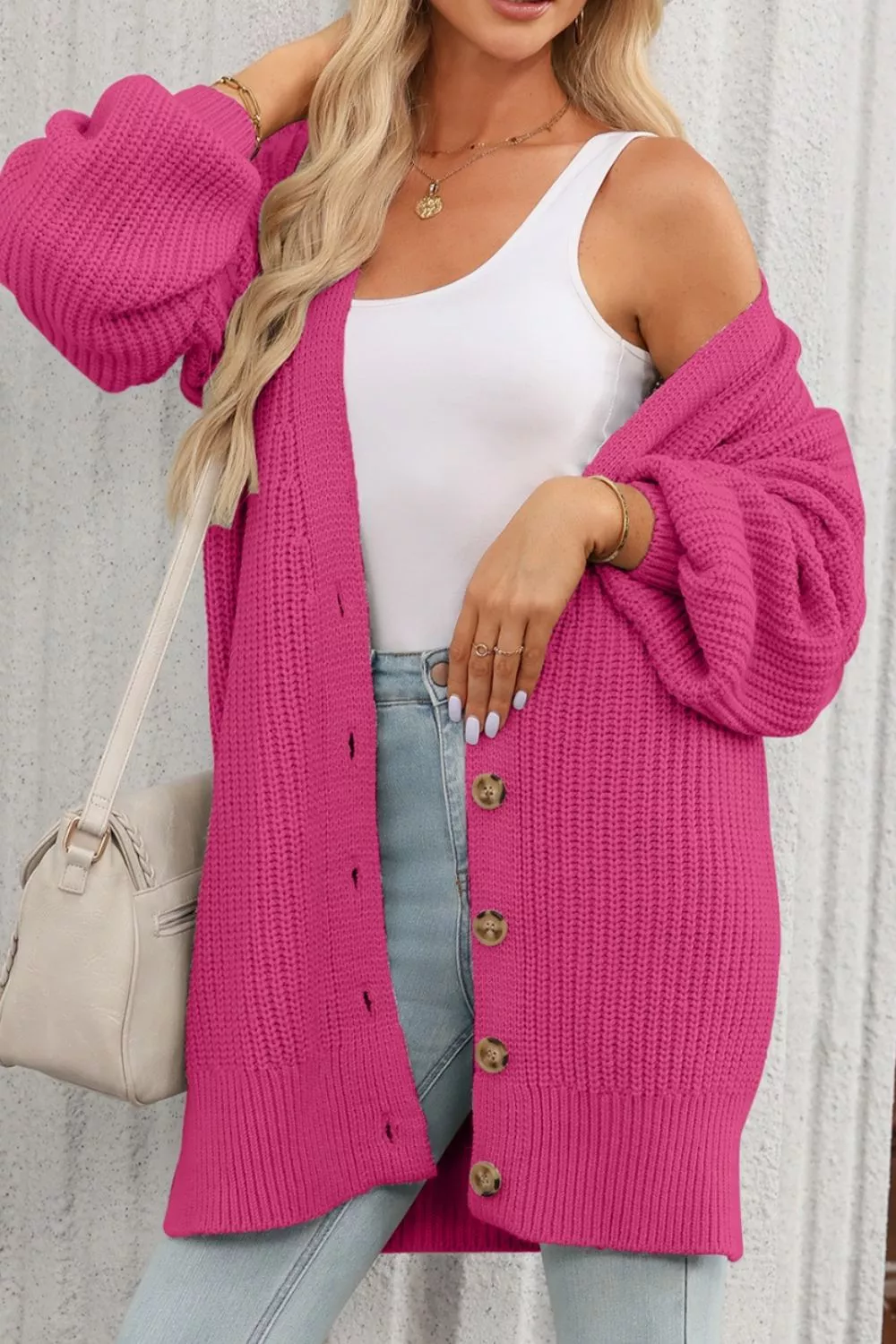 Chunky Knit Button-Down Cardigan, image 5