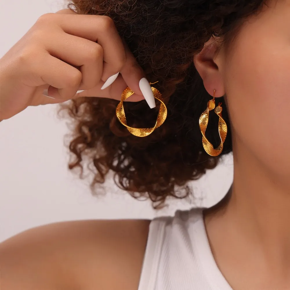 Titanium Steel Twisted Earrings, image 3