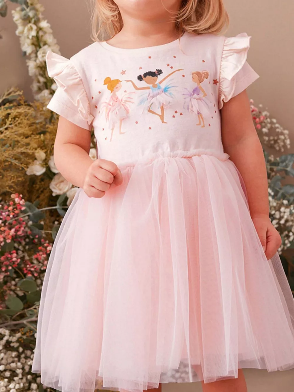 Children's Ballerina Round Neck Tulle Dress, image 2