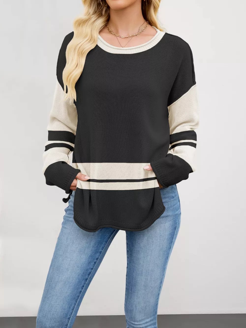 Color Block Side Slit Sweater, image 11