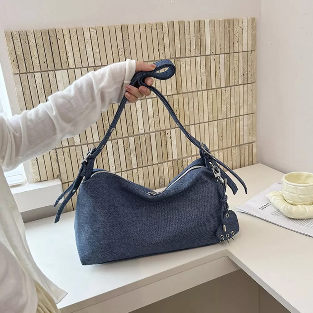 Adjustable Strap Denim Shoulder Bag, image 4