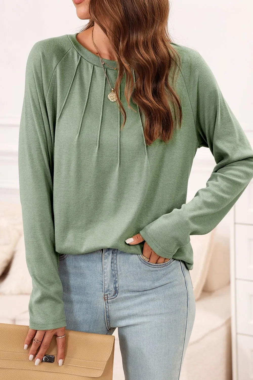 Texture Round Neck Long Sleeve T-Shirt, image 4