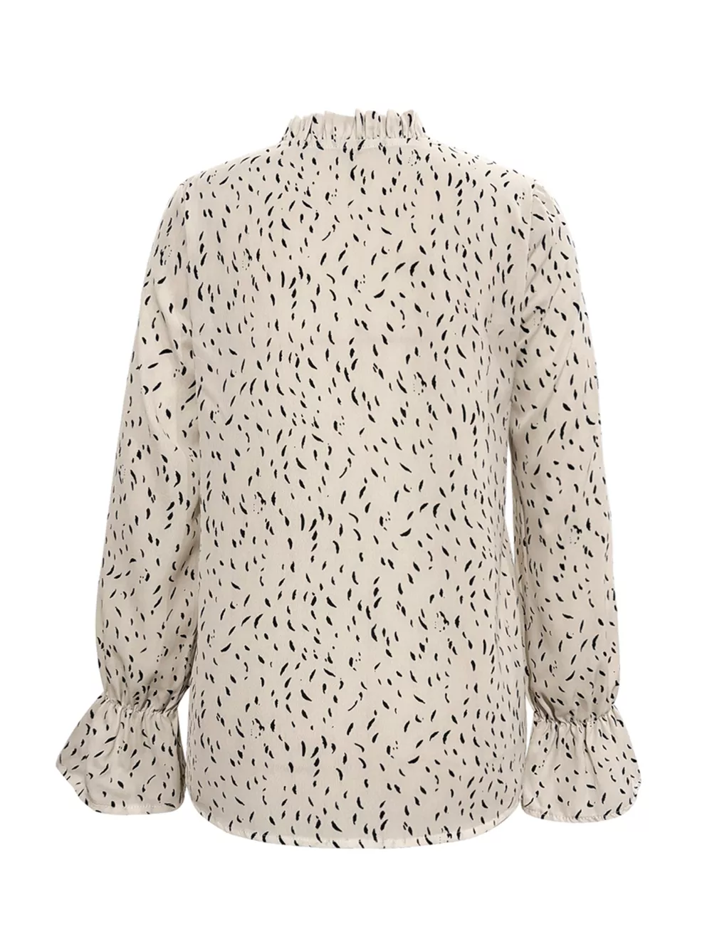Ruffled Printed Tie Neck Long Sleeve Blouse, image 4