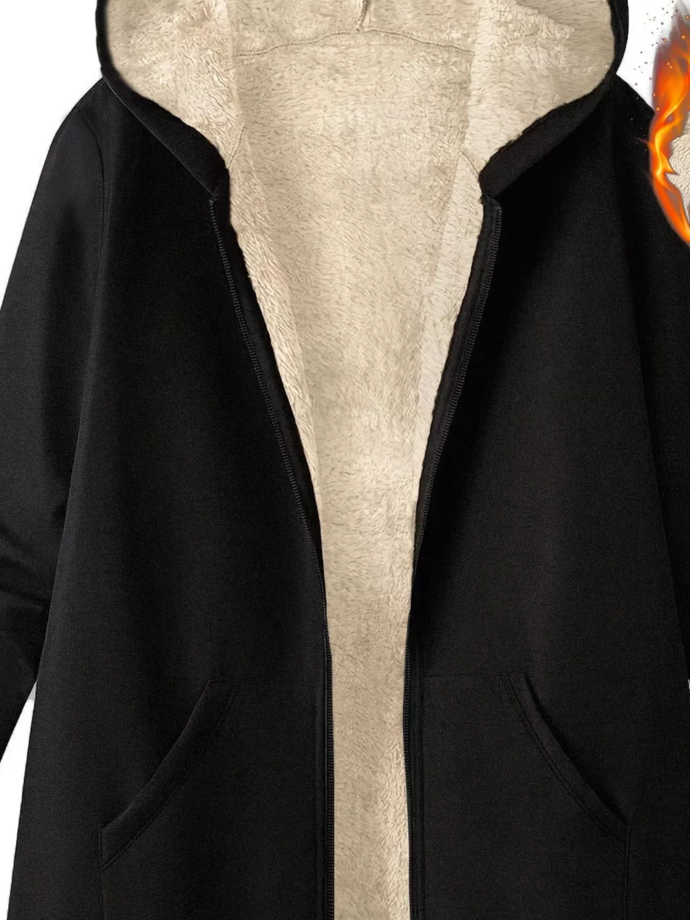 Fleece-Lined Zip Up Hooded Outerwear, image 2