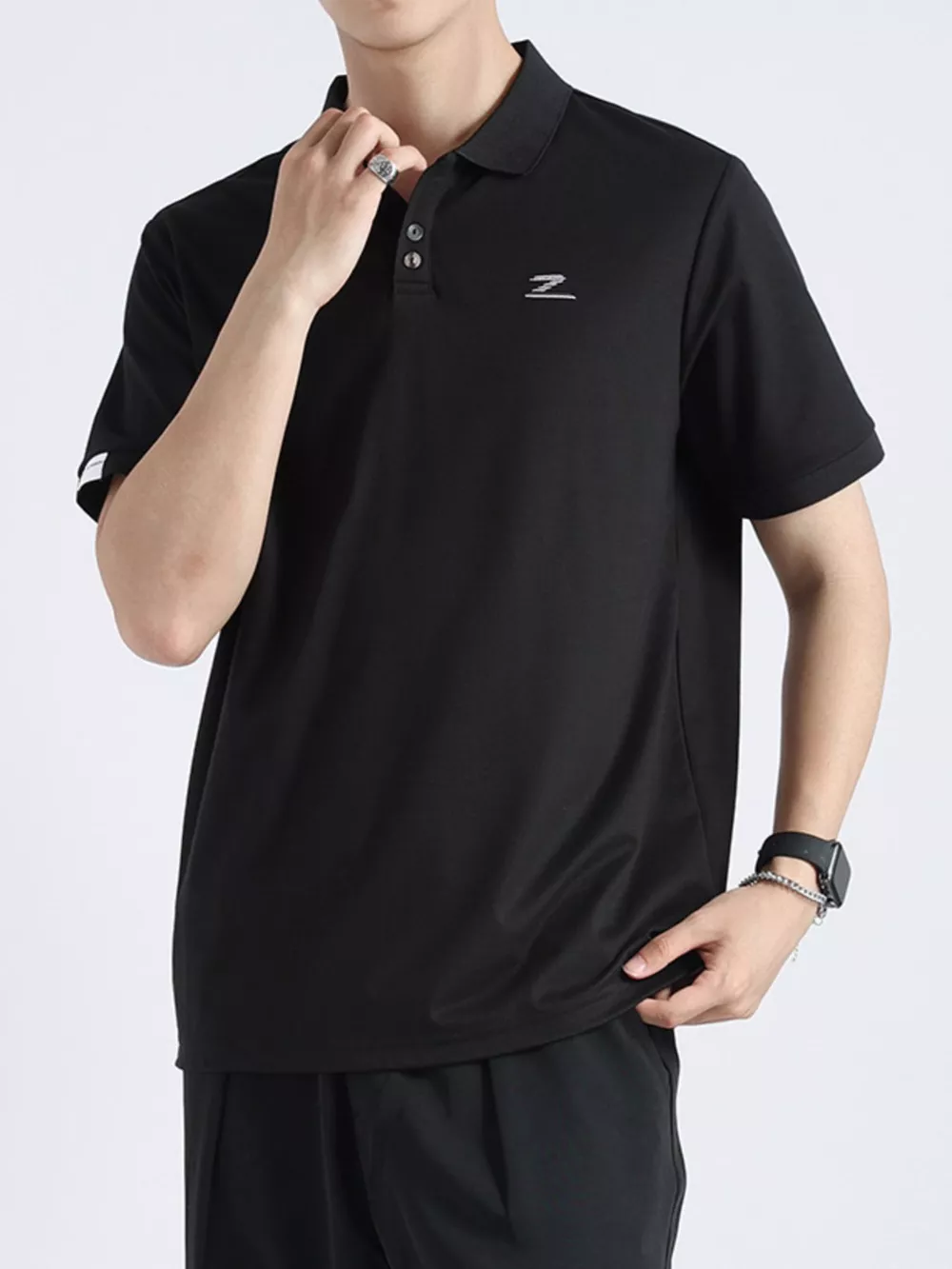Men's Plus Size Button Detail Casual Textured Polo