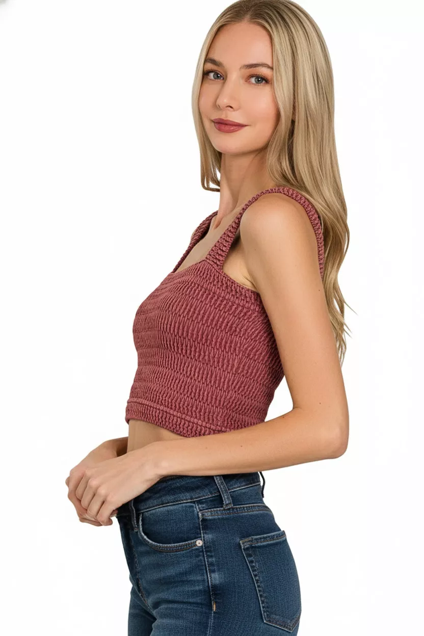 Seamless Winkle Stone Washed Bra Top, image 2