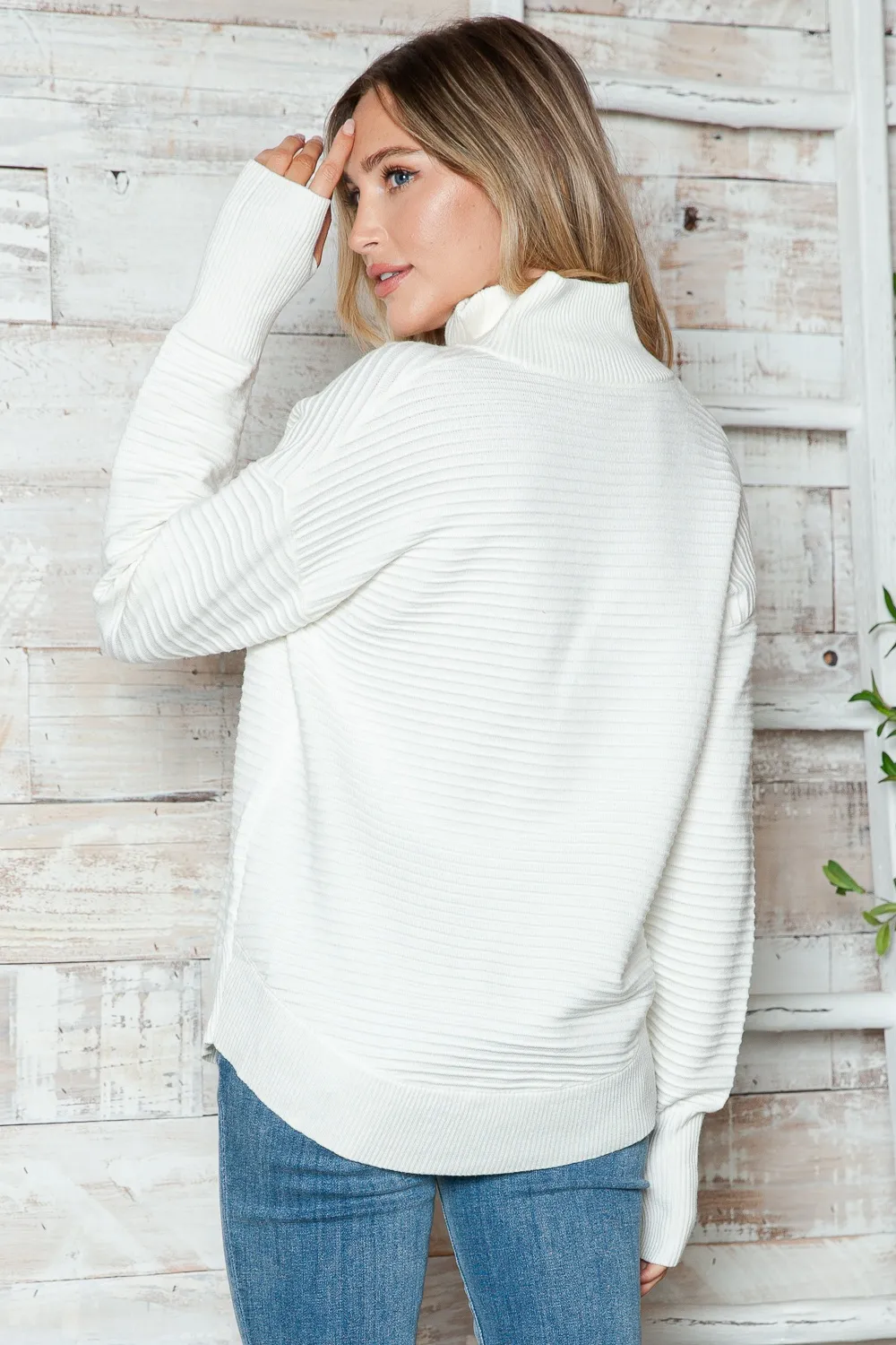 Half Zip Long Sleeve Knit Top, image 17
