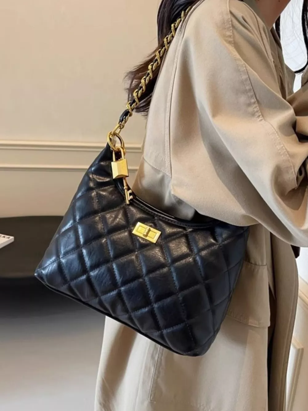 Quilted Chain Strap Shoulder Bag, image 3